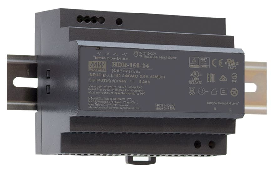 DIGIMAX SRL - DIXHDR-150-24 ALIMENTATORE DIN RAIL SLIM 24V 3.83A 150