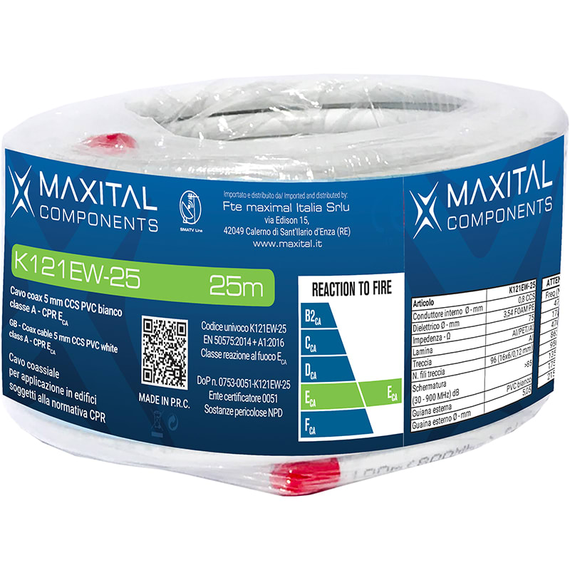 FTE MAXIMAL ITALIA S - FTEK121EW-25 K121EW-25 CAVO COAX 5MM PVC ECA 25MT.