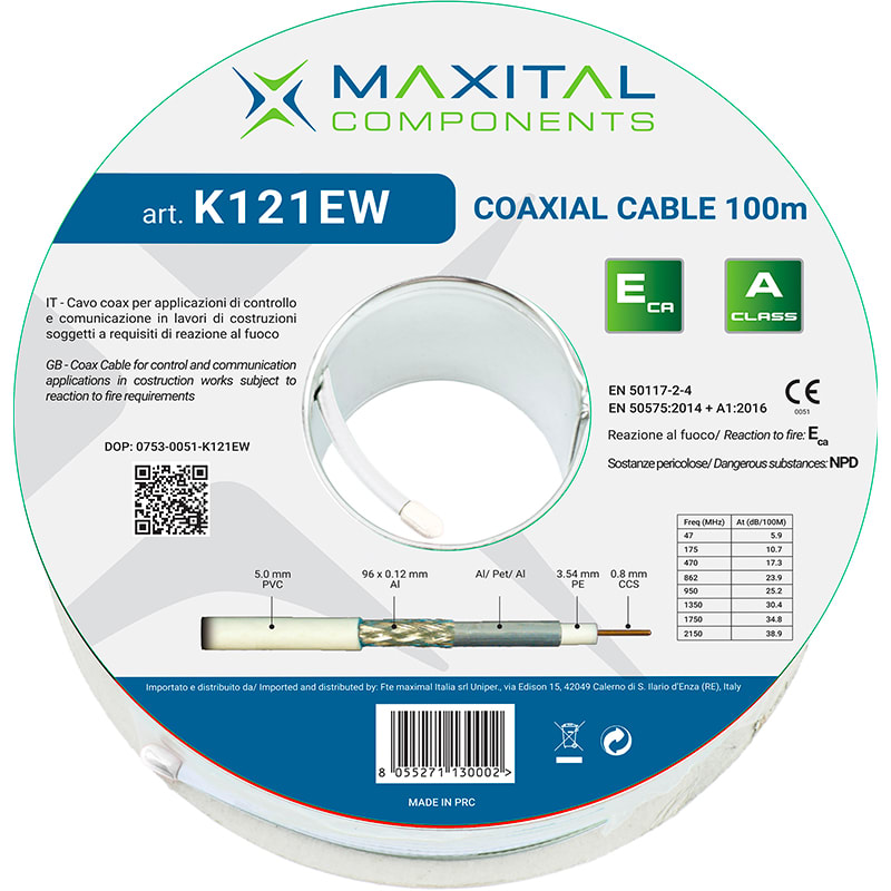 FTE MAXIMAL ITALIA S - FTEK121EW K121EW CAVO COAX 5MM PVC ECA BIANCO 100M