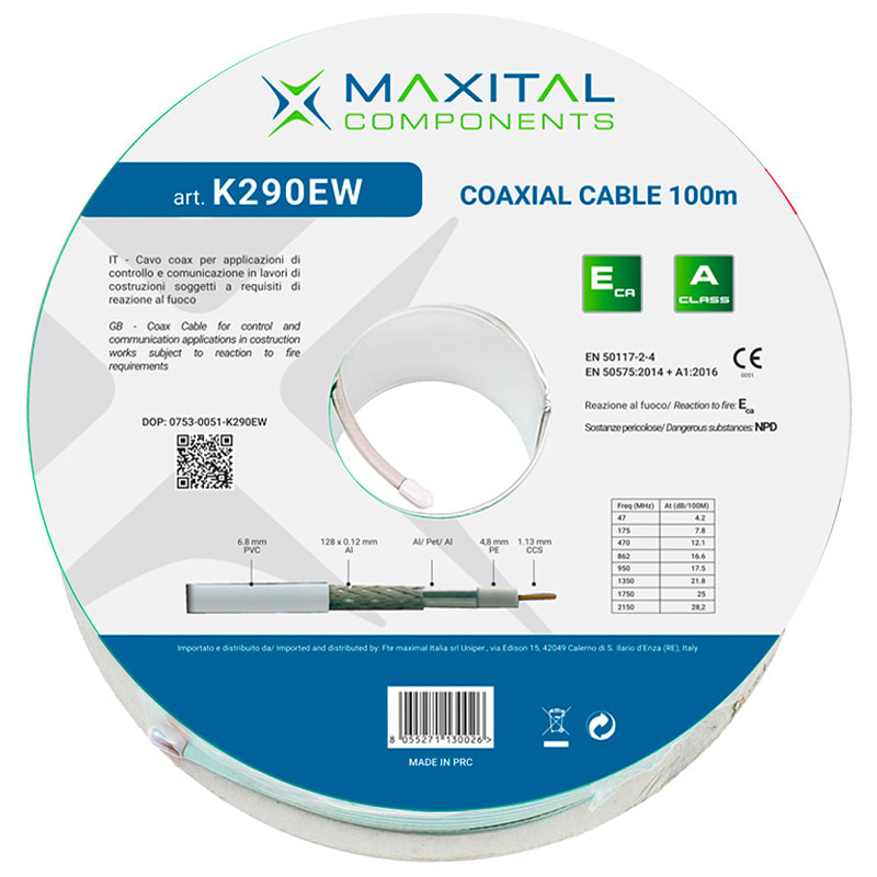 FTE MAXIMAL ITALIA S FTEK290EW K290EW CAVO COAX 6,8MM PVC ECA 100MT.