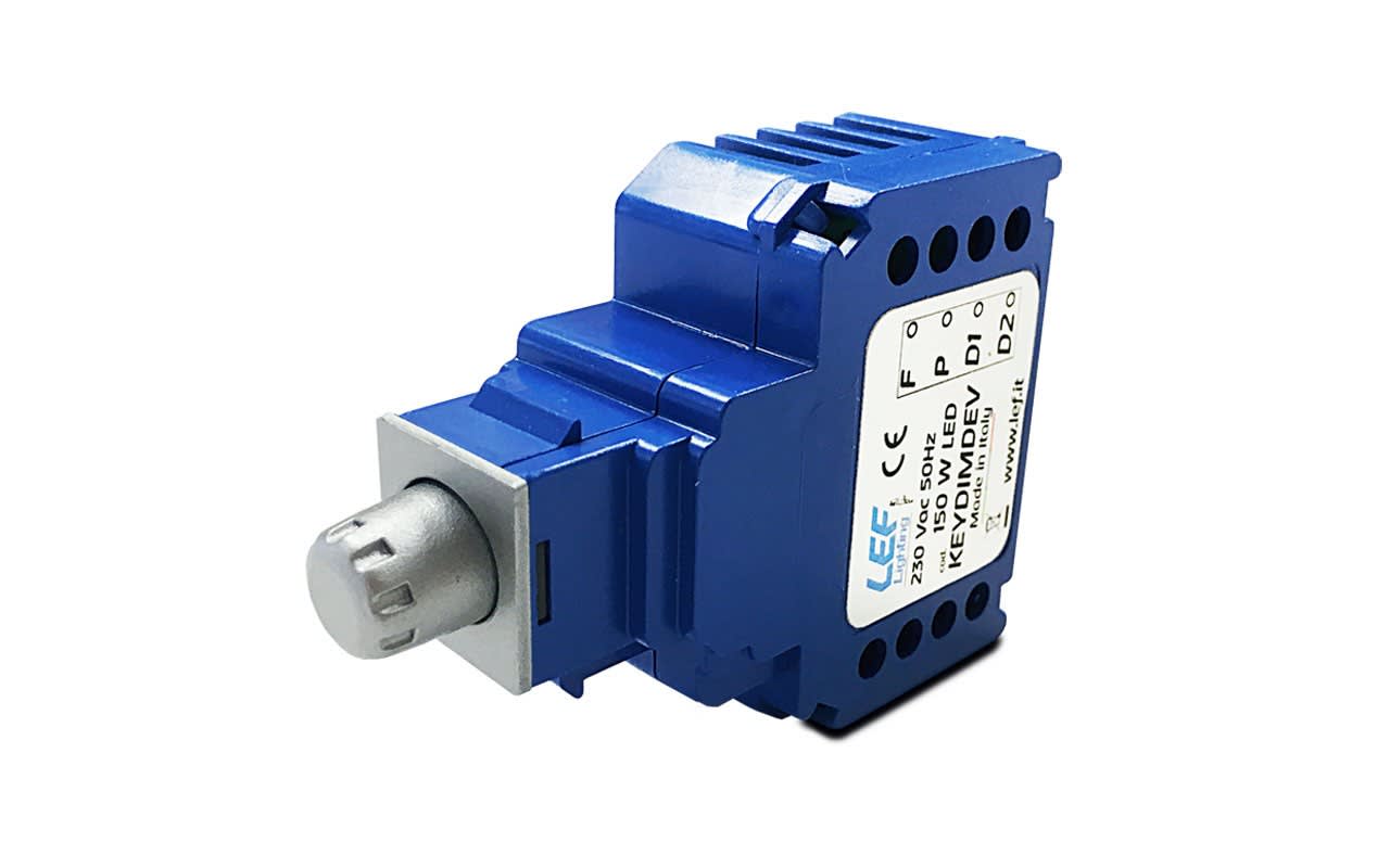 L.E.F. SRL - LEFKEYDIMDEVG DIMMER MONOCANALE con uscita a Taglio di Fase 230Vac (IGBT) 2/3/4 FILI Dimmerab