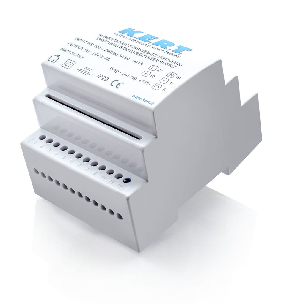 K.E.R.T. S.R.L. - KRTKAL1224CD ALIMENTATORE O=12VDC 2A C/CARICABATTERIE