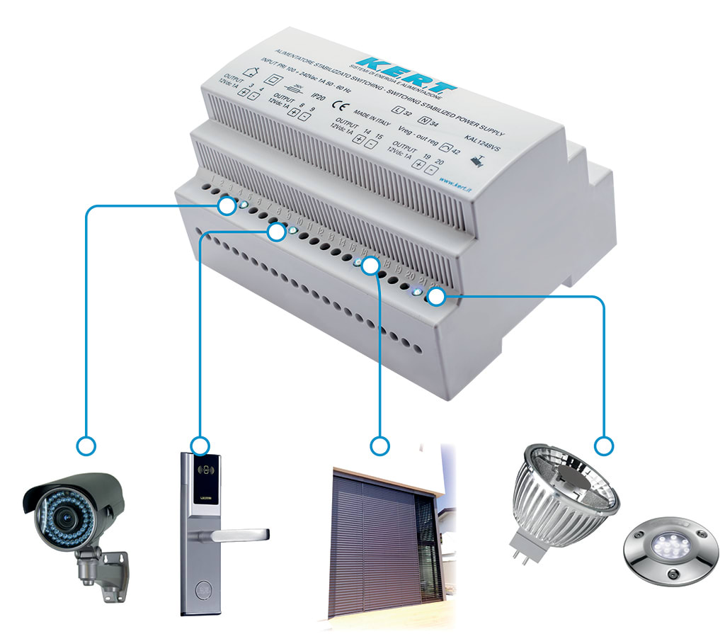 K.E.R.T. S.R.L. - KRTKAL1248VS ALIMENTATORE SW 4 USCITE DA 12VDC 1A