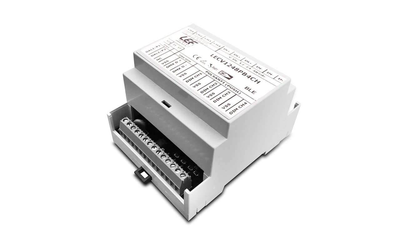 L.E.F. SRL - LEFLECV1248PB4CH INTERFACCIA DI DIMMERAZIONE A 4 CANALI PER LED IN TENSIONE 12-24-48V 8A IP20