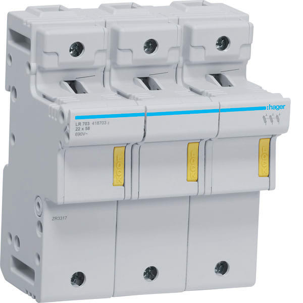 HAGER HAGLR703 PORTAFUSIB. NONACC. 22X58 3P 6M