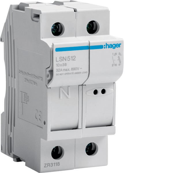 HAGER HAGLSN512 PORTAFUSIBILE 10X38 1P + N 2M