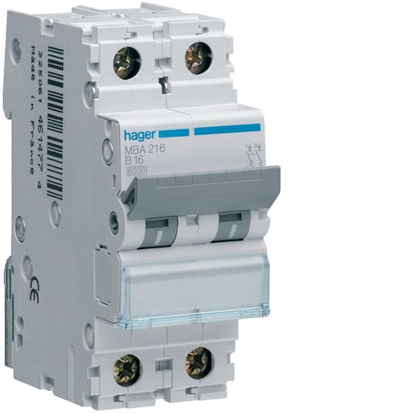 HAGER HAGMBA216 INTERR. AUTOM.2P 16A 6 KA B 2M