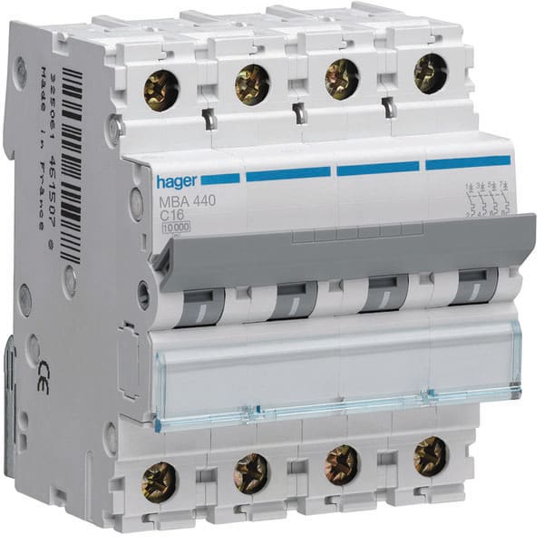 HAGER - HAGMBA440 INTERR. AUTOM.4P 40A 6 KA B 4M