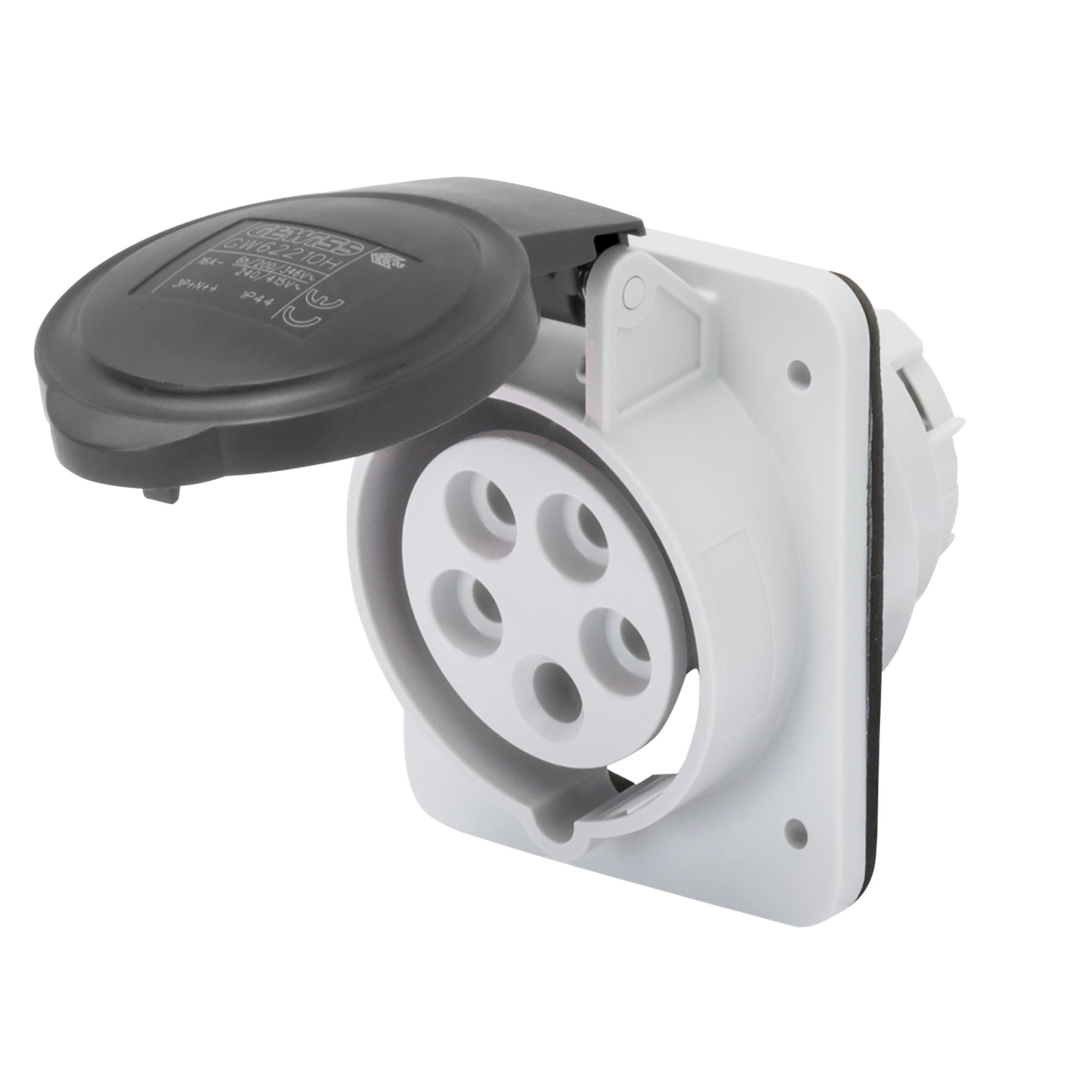 GEWISS - GEWGW62211H PRESA FISSA DA INCASSO A 10° HP - IP44/IP54 - 3P+T 16A 480-500V 50/60HZ - NERO - 7H - CABLAGGIO A VITE