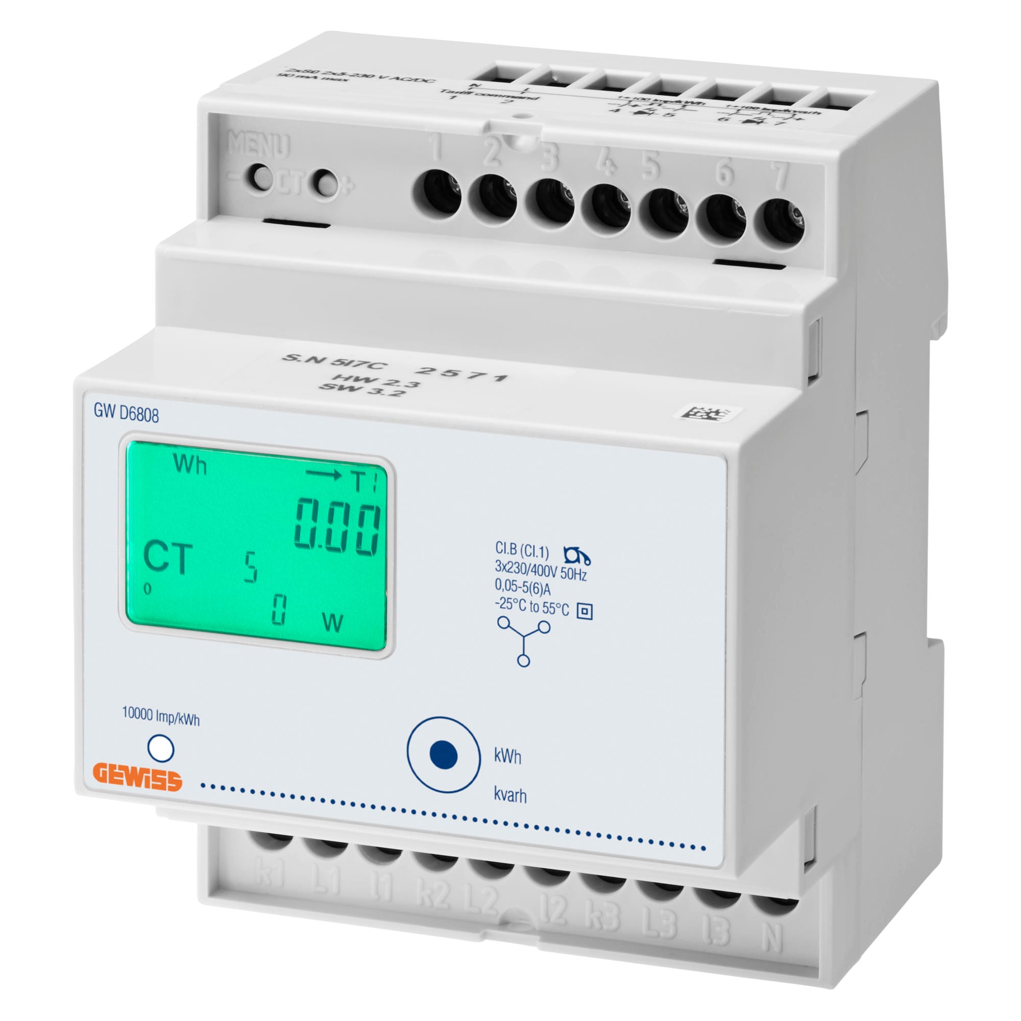 GEWISS - GEWGWD6809 CONTATORE DI ENERGIA - MID - TRIFASE - DIGITALE - TRAMITE TA/5A - IP20 - 4 MODULI DIN