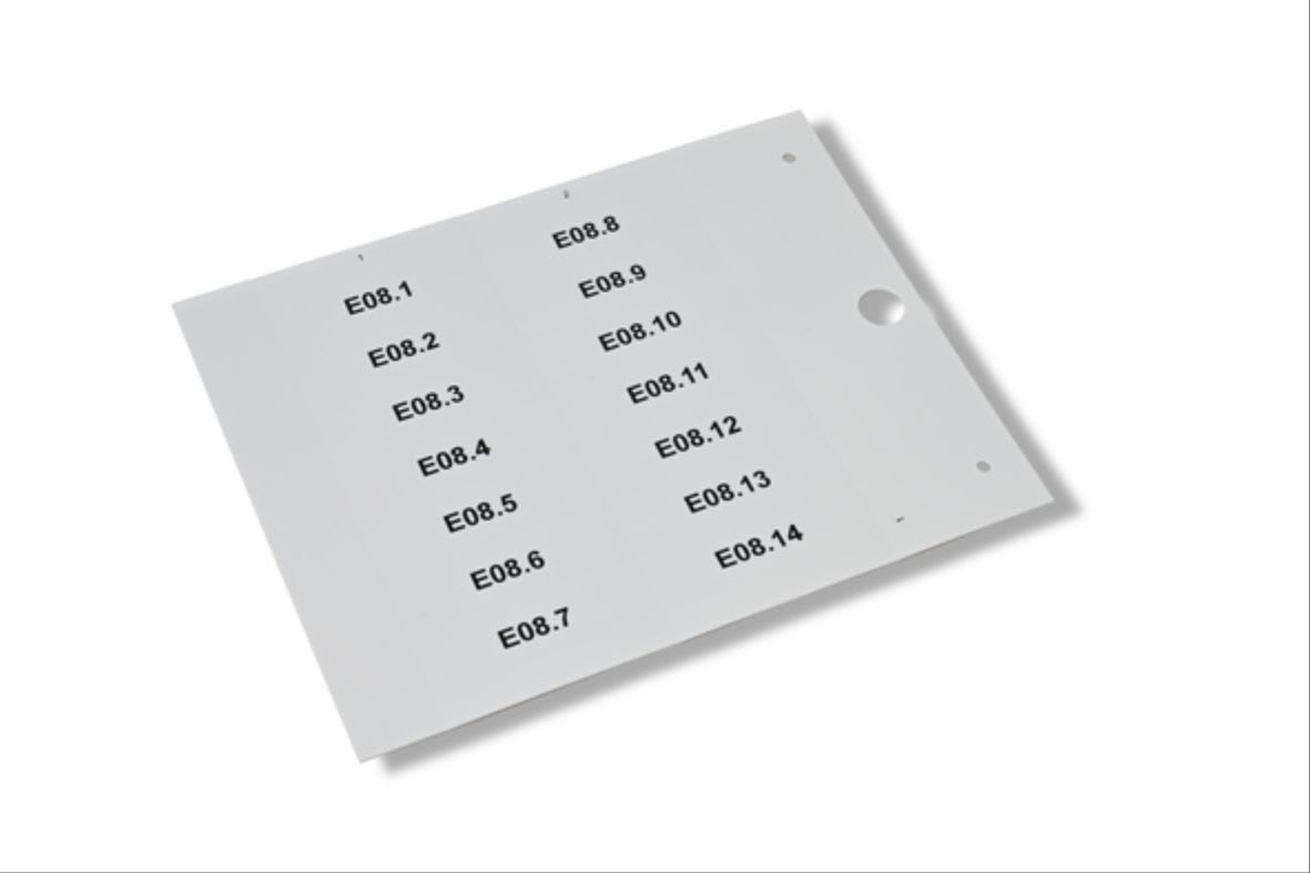 CEMBRE S.P.A. - CEM49293-HF TARGHETTE ADESIVE PER COMPONENTI, PREFUSTELLATE, IN POLICARBONATO, HALOGEN FREE