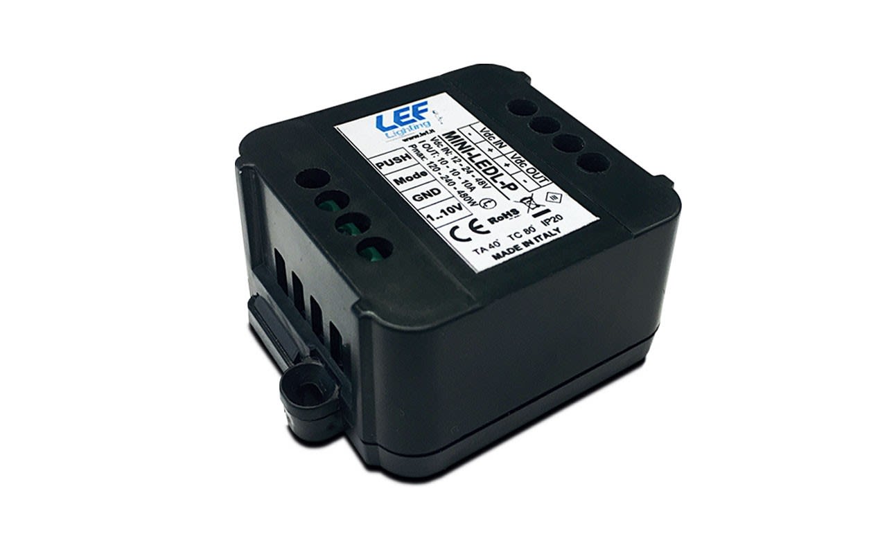 L.E.F. SRL - LEFMINI-LEDL-P INTERFACCIA DI DIMMERAZIONE PER LED IN TENSIONE 12-24-48V 10A IP20 PUSH/1-10V