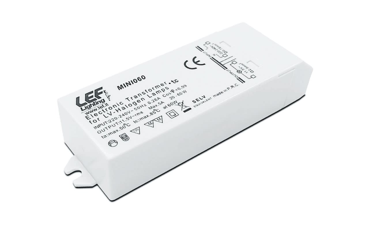 L.E.F. SRL - LEFMINI105 ALIMENTATORE ELETTRONICO x LAMP. ALOGENE 12Vac 35-105W Dimmerabile Taglio fase