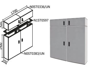 OEC SRL OECN0ST0374 ARMADIO 850X1400X350 + SOPRALZO