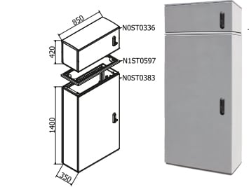 OEC SRL OECN0ST0375 ARMADIO 850X1400X350 CON ZOCC.E SOPRALZO