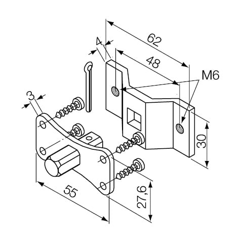NICE SPA - NIC525.10012/M6AX KIT STAFFA+PERNO Q10 FILETTATO