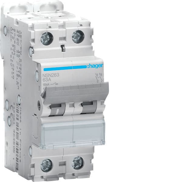 HAGER - HAGNSN263 INTERRUTTORE AUTOMATICO 2P 63A 15KA D 2