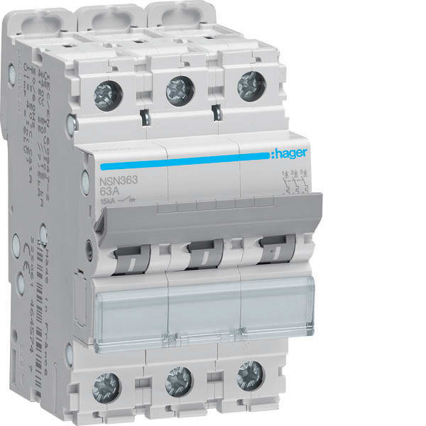 HAGER HAGNSN363 INTERRUTTORE AUTOMATICO 3P 63A 15KA D 3