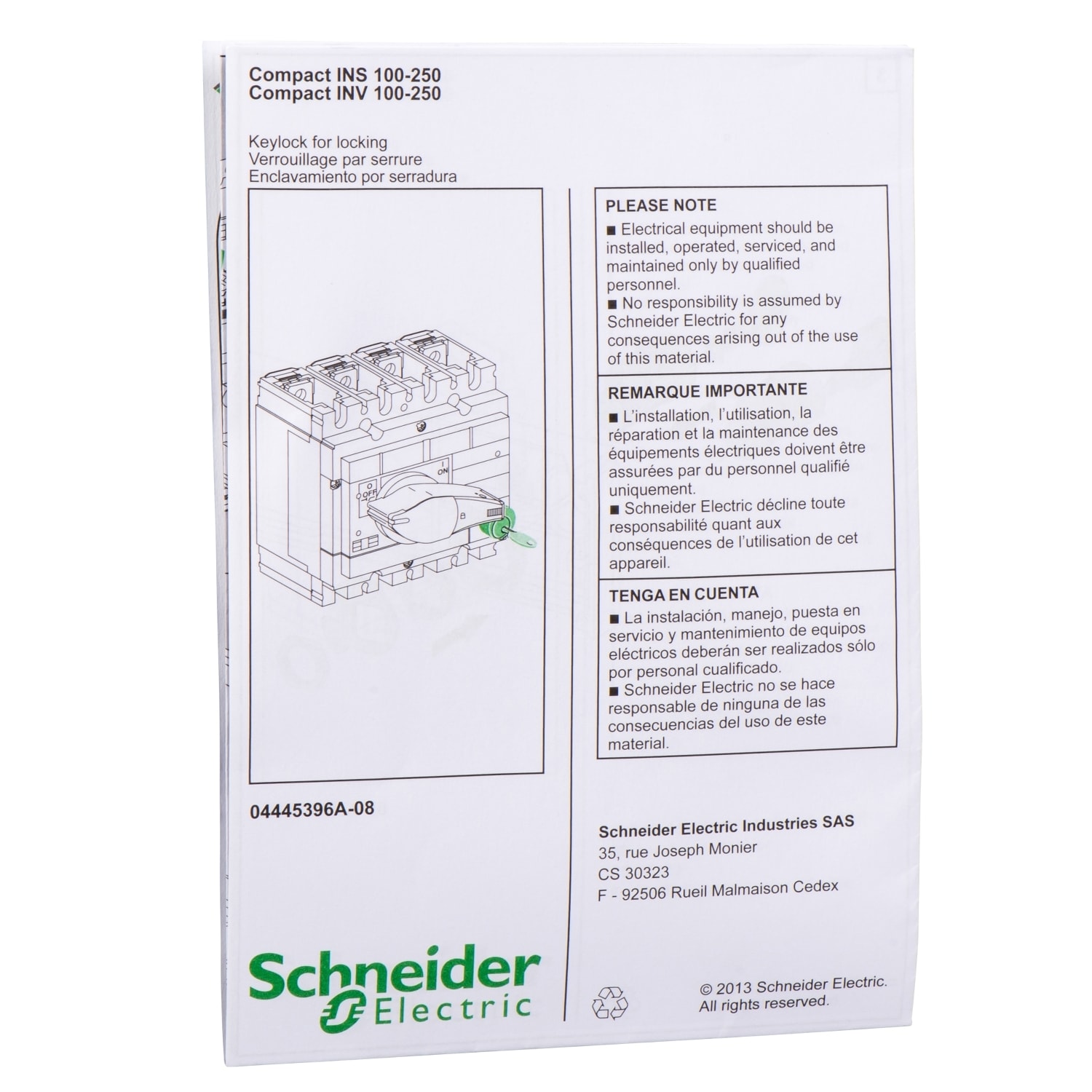 SCHNEIDER ELECTRIC SNR31087 DISPOSITIVO DI BLOCCO INS250
