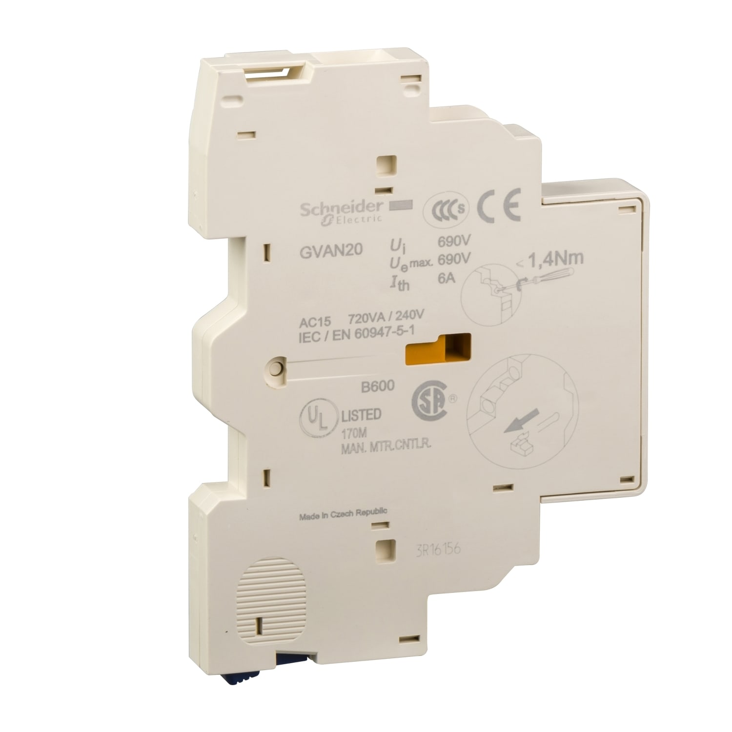 SCHNEIDER ELECTRIC SNRGVAN20 CONT AUX ISTAN LATERALE 1NO 1NO VITE
