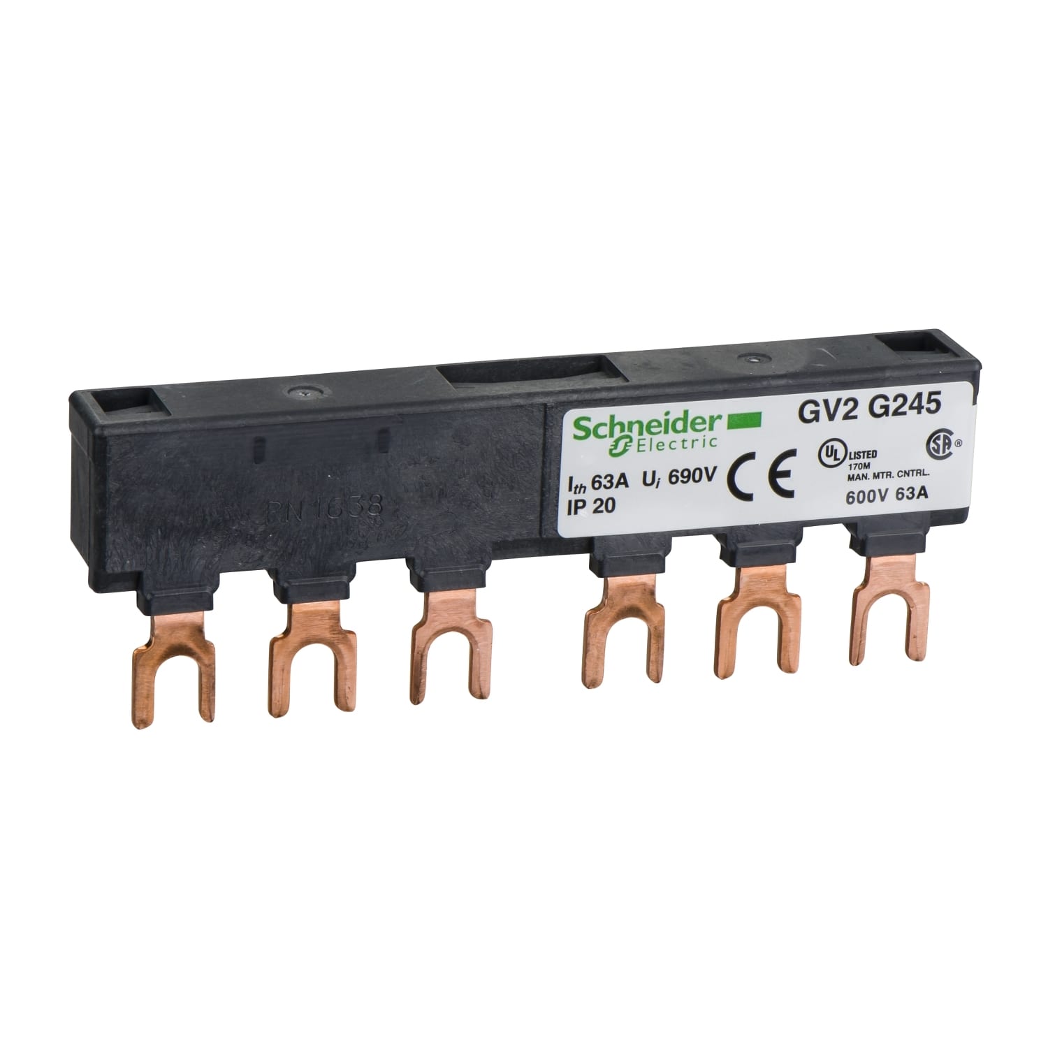 SCHNEIDER ELECTRIC SNRGV2G245 SBARRE 3P 63A 2DER GV2 45MM