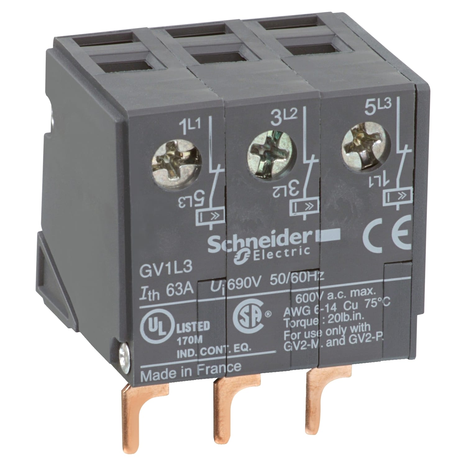 SCHNEIDER ELECTRIC SNRGV1L3 BLOCCO LIMITATORE SUPERIORE GV2ME/GV2P