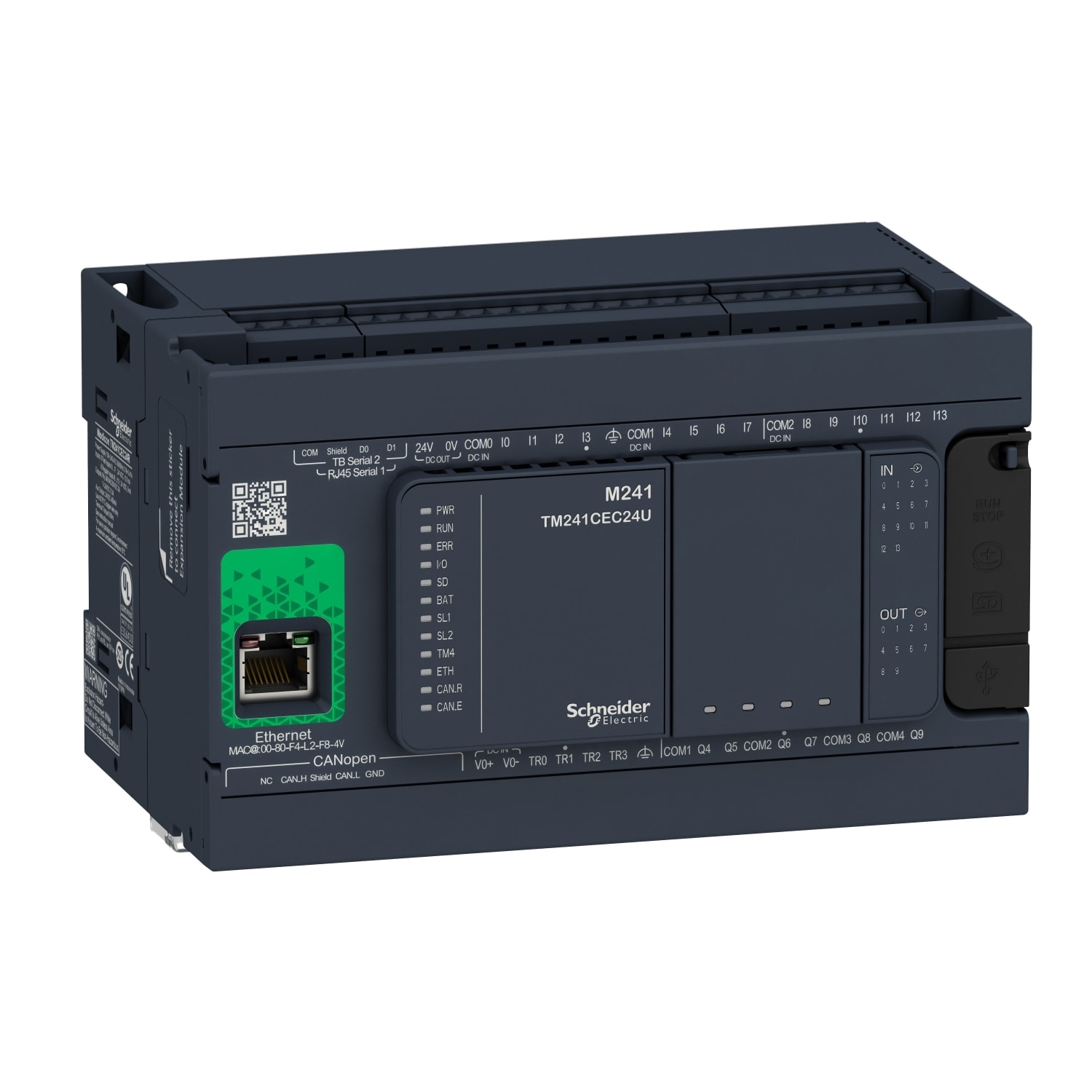 SCHNEIDER ELECTRIC SNRTM241CEC24R CONTROLLORE M241 24 I/O RELE ETH CANMA