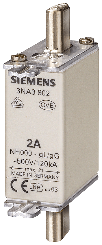 SIEMENS SIE3NA3802 FUS. NH GL/GG GR.000 500VCA 2A