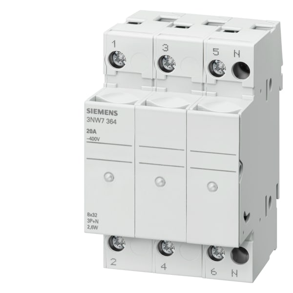 SIEMENS SIE3NW7364 BASE SEZ.XFUS.8,5X31,5 20A 3P+N SEGN.3U
