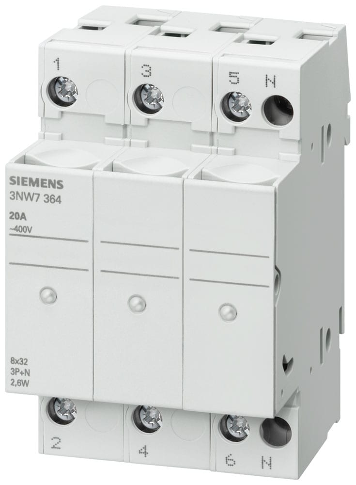 SIEMENS - SIE3NW7364 BASE SEZ.XFUS.8,5X31,5 20A 3P+N SEGN.3U