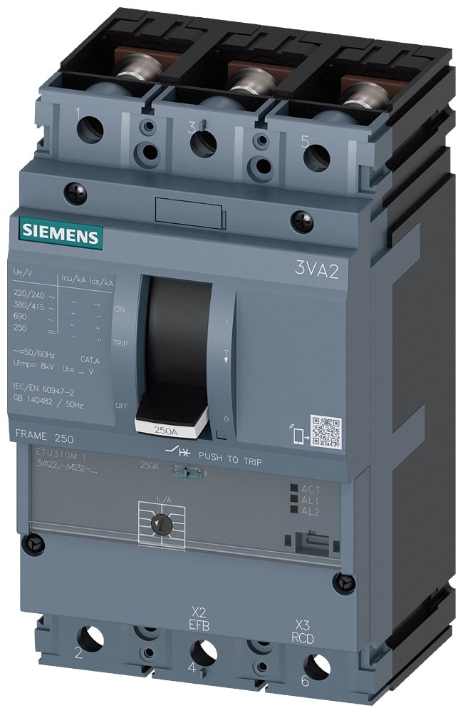 SIEMENS - SIE3VA22167MS320AA0 INT.AUT.3VA 160A 3P 110KA ETU3 AM L/T