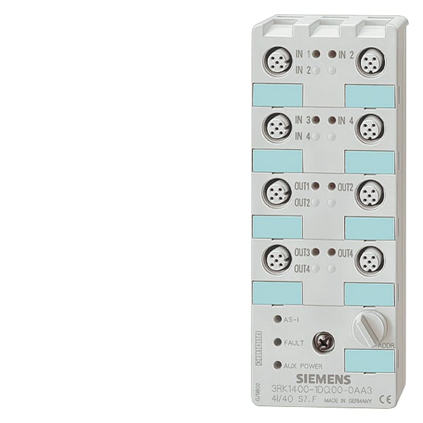 SIEMENS SIE3RK24001FQ030AA3 MOD AS-I 4E-3A - A-B, K60 IP67,M12-YI