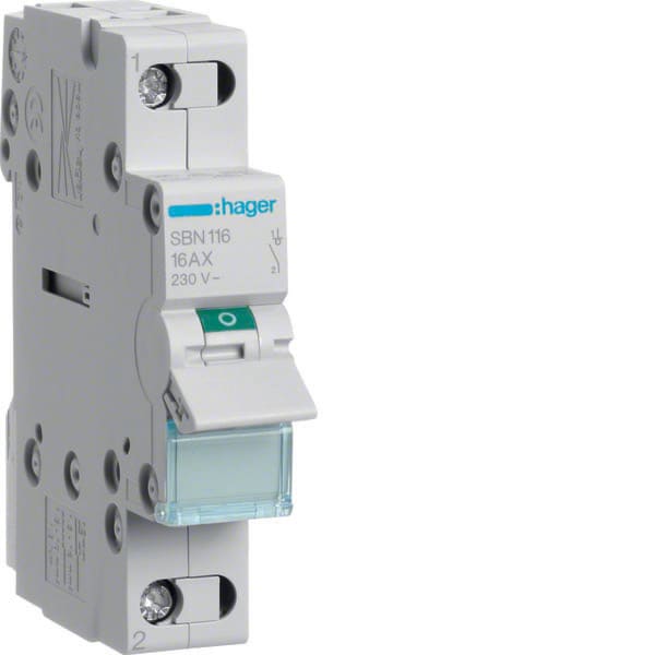 HAGER - HAGSBN116 INTERRUTTORE NON AUT 1 POLO 16A 1 MOD