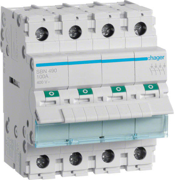 HAGER HAGSBN490 INTERRUTTORE NON AUT 4 POLI 100A 4 MOD