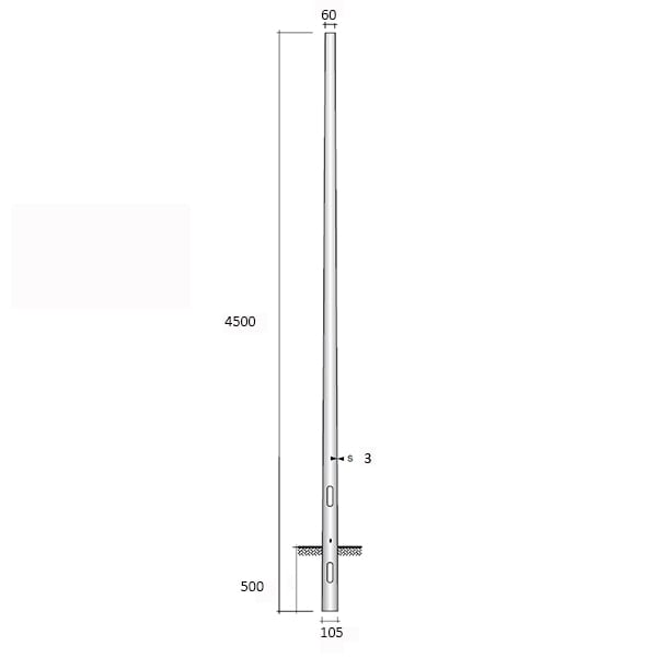 SEM - SEM4460 PALO CONICO H.TOT. 450 CM. D 105/60X3