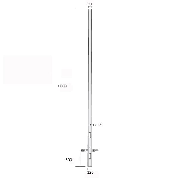 SEM - SEM4600 PALO CONICO H.TOT. 600 CM. D 120/60X3