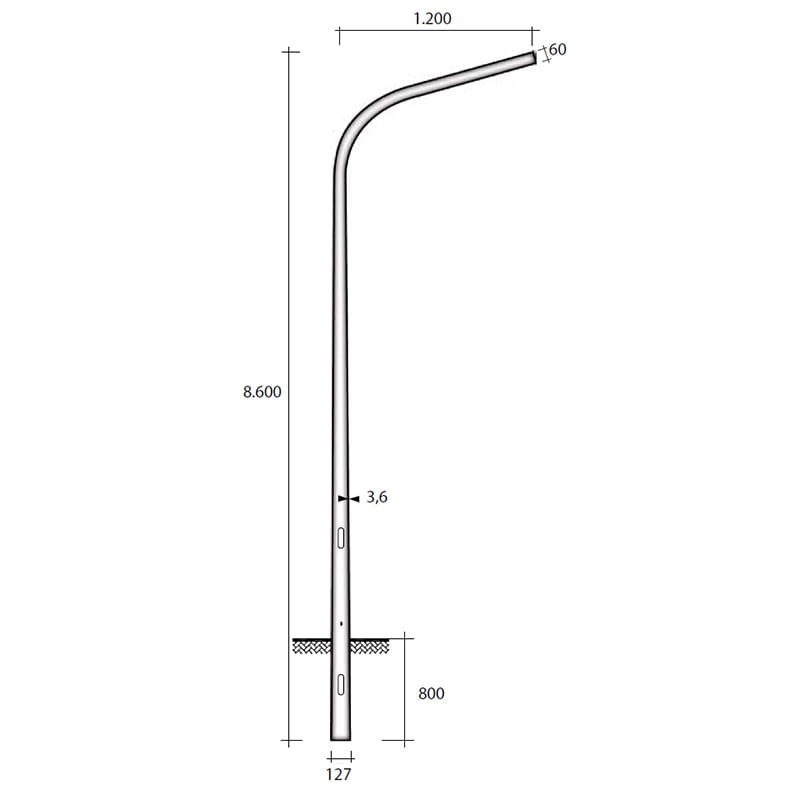 SEM - SEMABRUZZO127 PALO CONICO HSP CURVATO H.TOT. 860 CM.