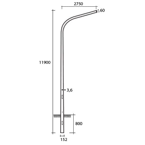 SEM - SEMAPPIA152 PALO CONICO HSP CURVATO H.TOT. 1190 CM.