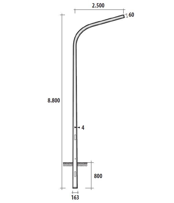 SEM - SEMBASILICATA PALO CONICO CURVATO H.TOT. 880 CM.