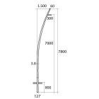 SEM - SEMCCL78-127/60 PALO CONICO CURVATO HSP H.TOT. 780 CM.