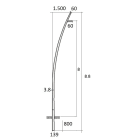 SEM - SEMCCL88-139/60 PALO CONICO CURVATO HSP H.TOT. 880 CM.