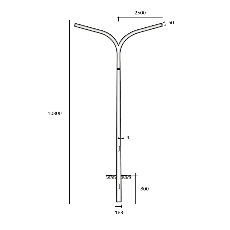 SEM - SEMETNA PALO CONICO CURVATO H.TOT. 1080 CM.