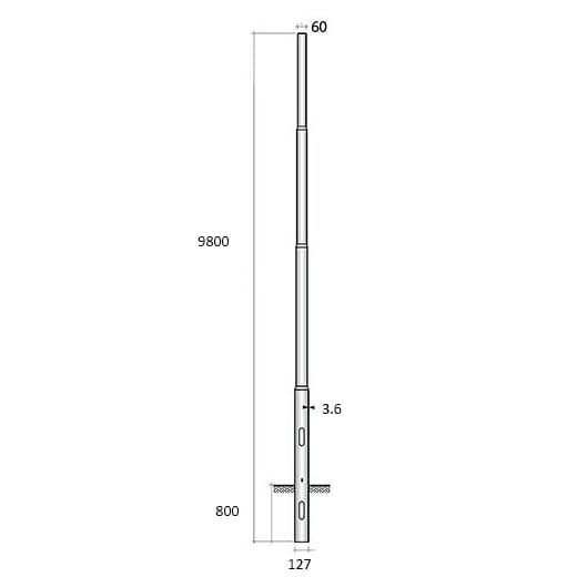SEM - SEML4980 PALO CONICO LAMINATO HSP H. TOT. 980 CM.