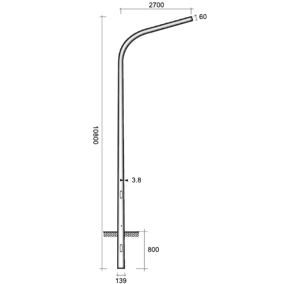 SEM - SEMLIGURIA139 PALO CONICO CURVATO HSP H.TOT. 1090 CM.