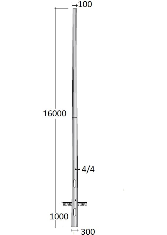 SEM - SEMPP16 PALO CONICO POLIGONALE H. TOT. 1600 CM.