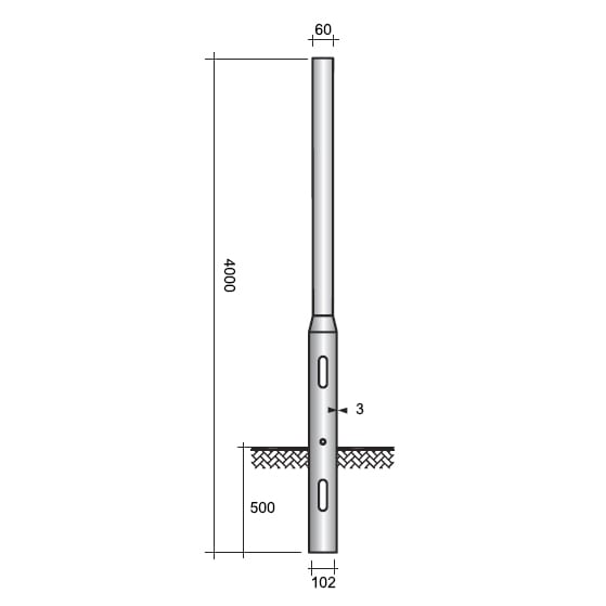 SEM - SEMR40-102/60/V PALO RASTREMATO H.TOT. 400 CM. 1 RASTR.