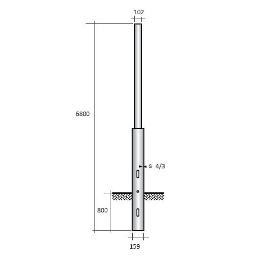 SEM - SEMR68-159/102/V PALO RASTREMATO H.TOT. 680 CM. 1 RASTR.