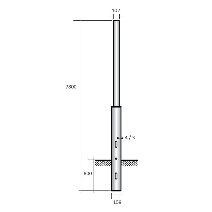 SEM - SEMR78-159/102/V PALO RASTREMATO H.TOT. 780 CM. 1 RASTR.