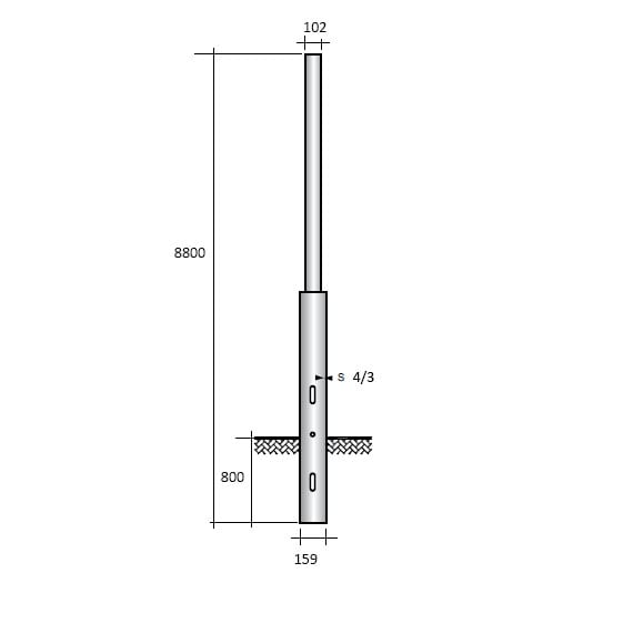 SEM - SEMR88-159/102/V PALO RASTREMATO H.TOT. 880 CM. 1 RASTR.