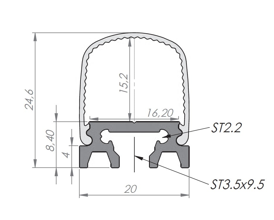 SICOM SPA - SOL5001300 SIRIO REGLETTE PROF.+COP.ROTONDA BIANCA-